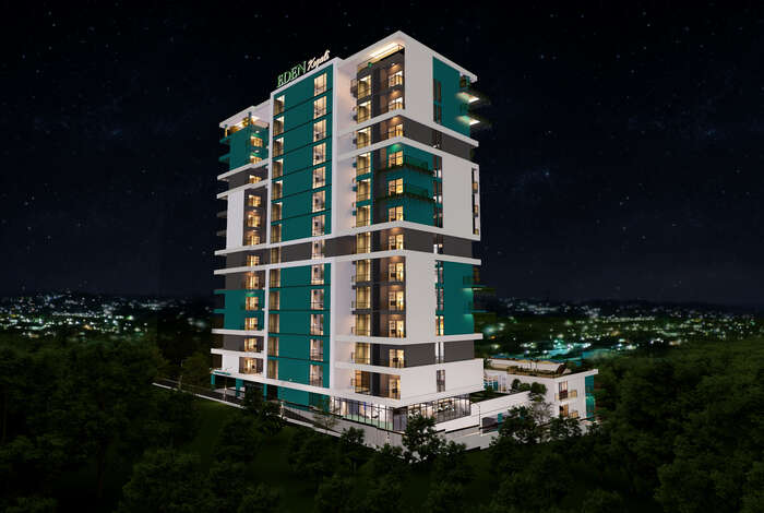 Eden Kigali tower under the stars